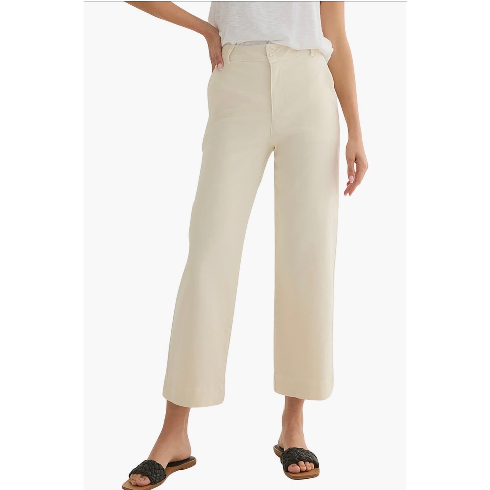 Bella Dahl Saige Wide Leg Crop-Capri Khaki Pants Size 28